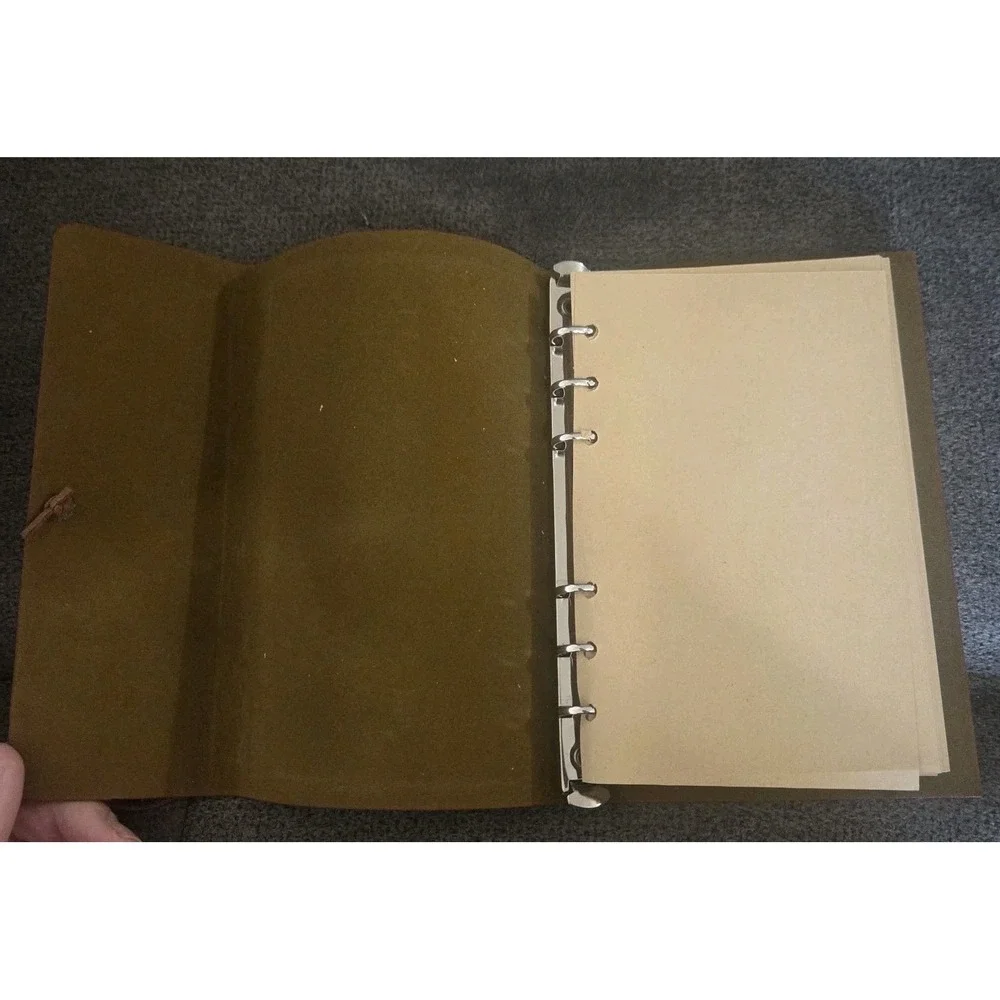 Multipurpose Faux Leather Leaf Etched Leaf Pendant Design Diary Journal - Brown